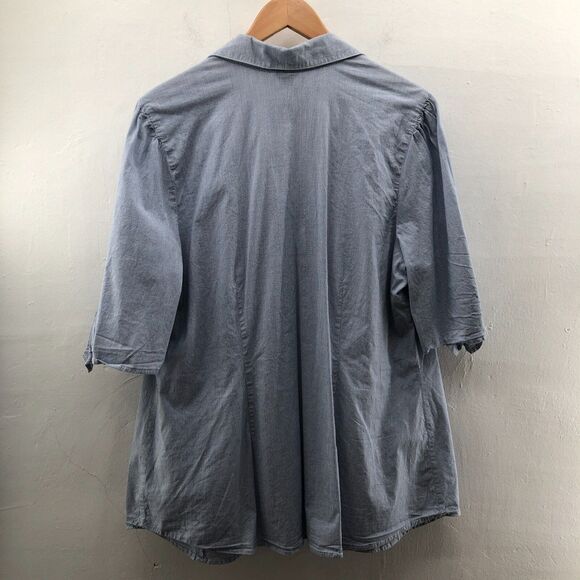 Venezla Womens 3/4 Sleeve Striped V Neck Button Front Shirt Top Blue Size 14-16 - Picture 7 of 13